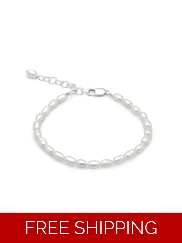 5" + 1" Cultured Freshwater Rice Pearl Bracelet